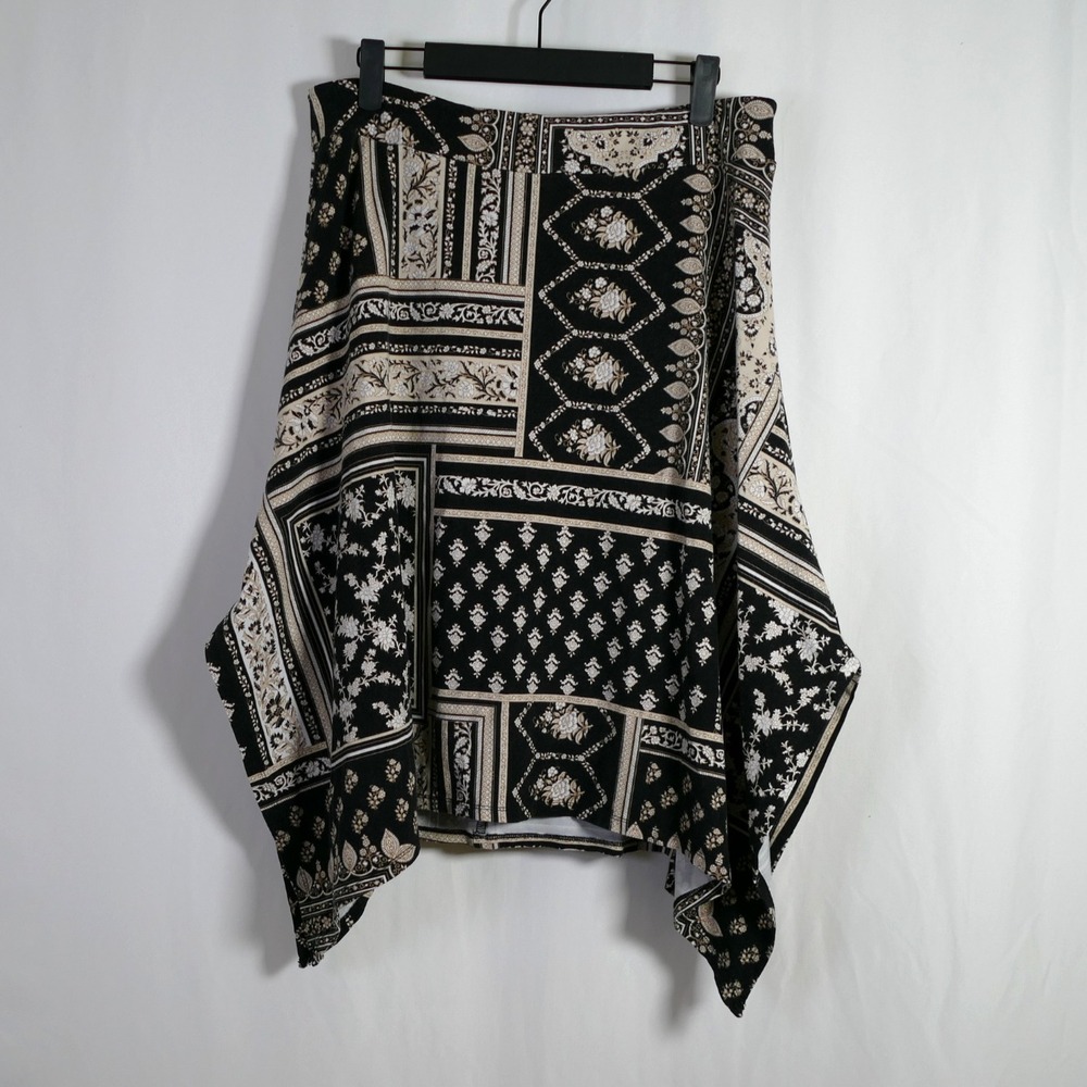 Womens Boho Floral Patchwork Festival Skirt Size M Asymmetric Concert Hippie